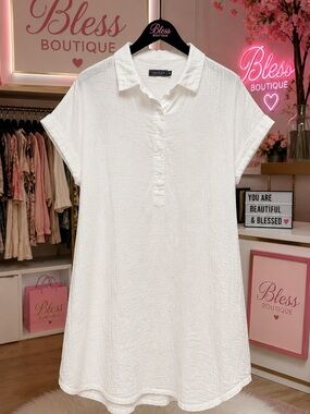 Vineyard Vines white Gauze cotton shirt dress Size M